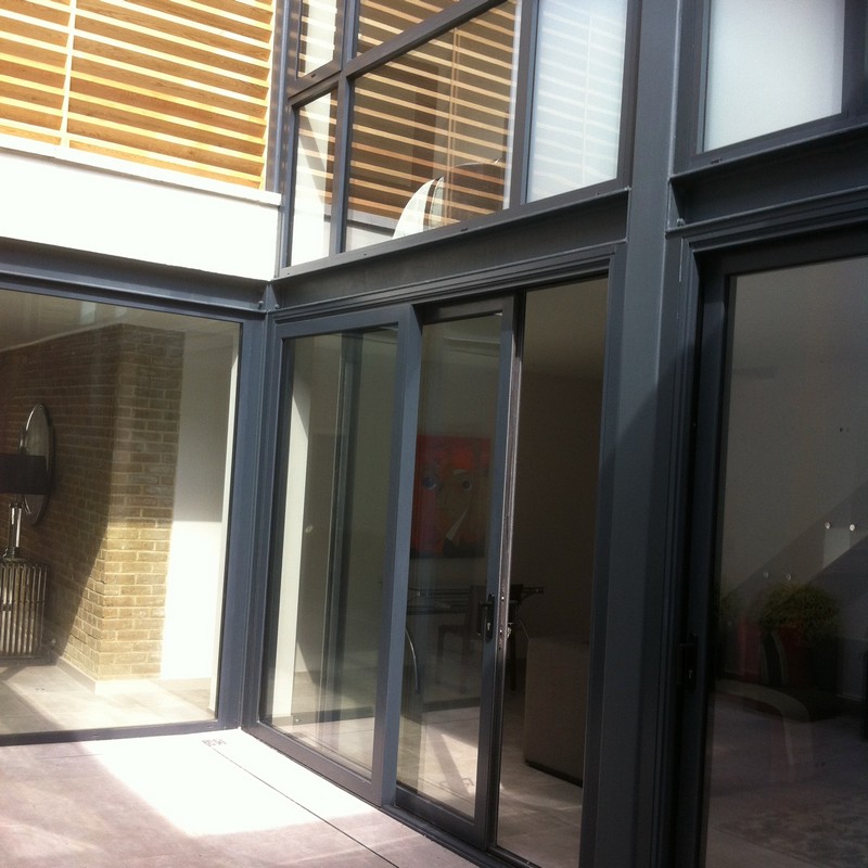 Anthracite aluminium sliding patio doors fitted in Soho